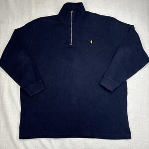 Polo Ralph Lauren 1/4 Zip Pullover Sweater 2XLT Tall Navy Blue 100% Cotton